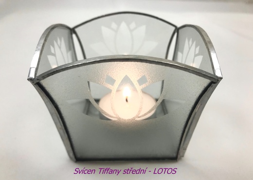 Tiffany svícen střední - Lotos